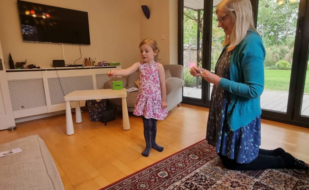 Child interacting during a Speech and language therapy session.