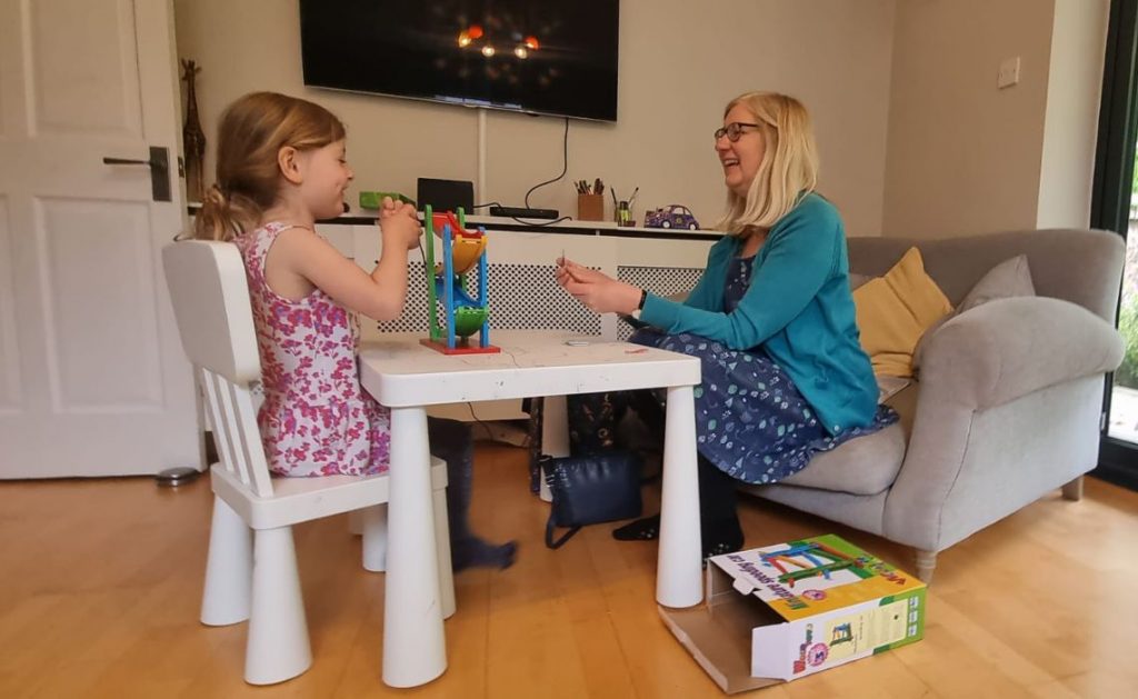 Child enjoying a speech and language therapy session